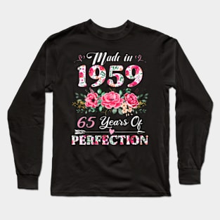 Year Old Made In 1959 Floral 65th Birthday Long Sleeve T-Shirt